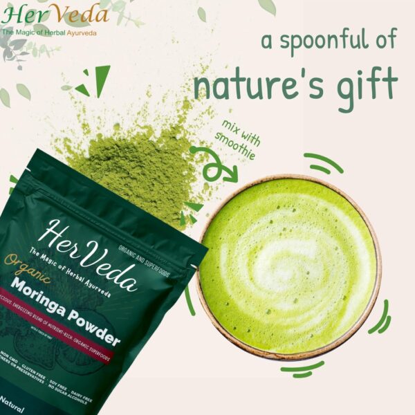 HerVeda Naturals Moringa Powder 400 gram, 100% Organic - Image 4