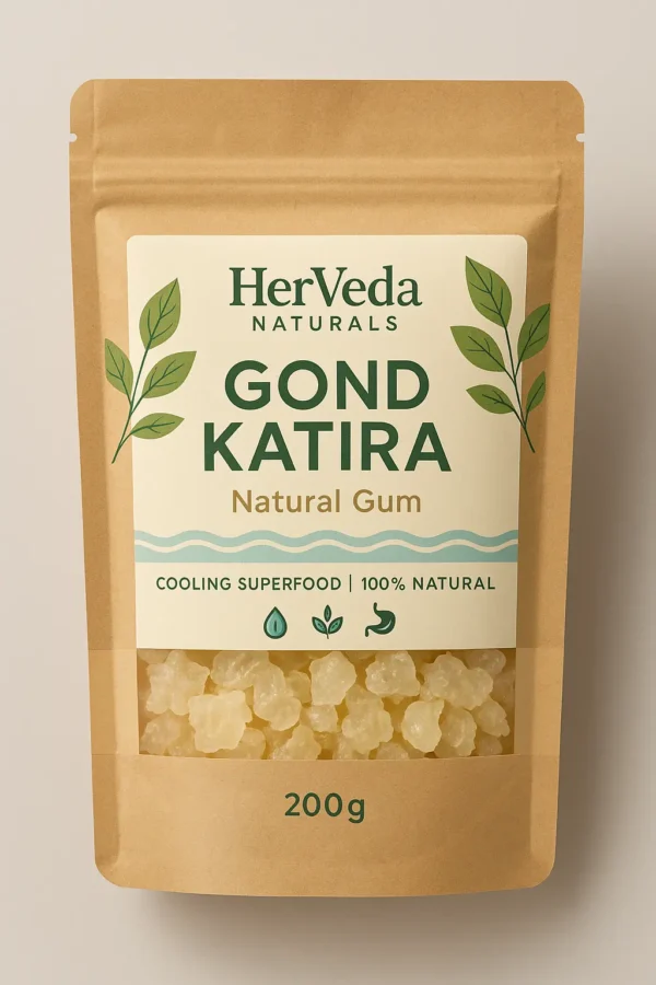 HerVeda Gond Katira 200g Stand-Up Pouch – Pure Tragacanth Gum Crystals