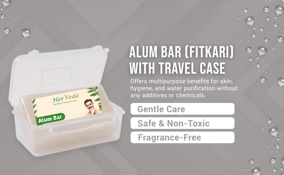 HerVeda Alum Bar with Protective Travel Case for Skin and Hygiene